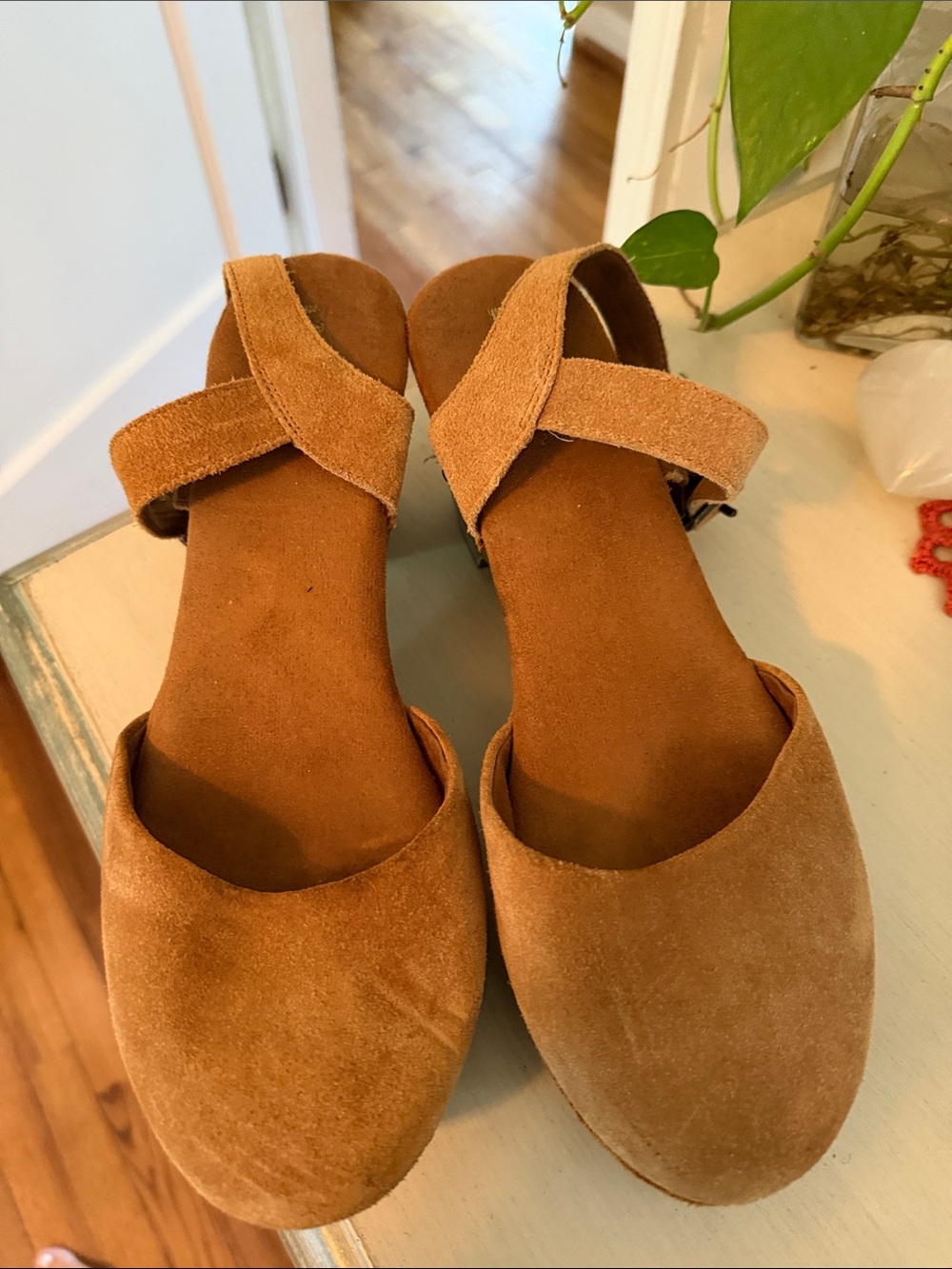 White Mountain Tan Suede D'Orsay Mules